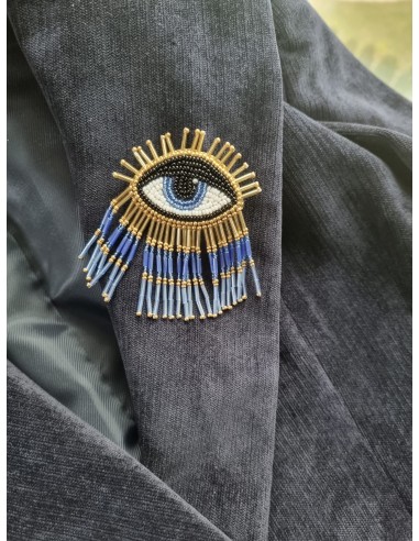 Blue Eyelash Broş